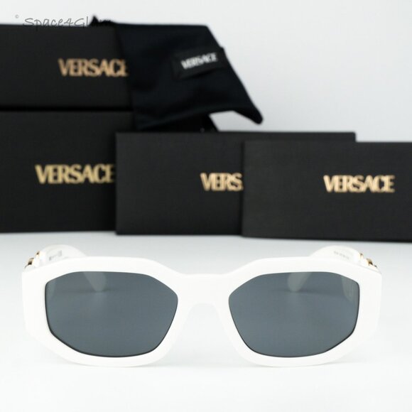 NEW Versace VE4361 401/87 Medusa Biggie White Grey Rectangle Unisex Sunglasses - Picture 2 of 16